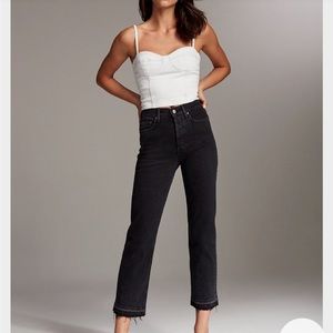 Denim Forum Arlo High Rise Straight Faded Black Denim Size 29